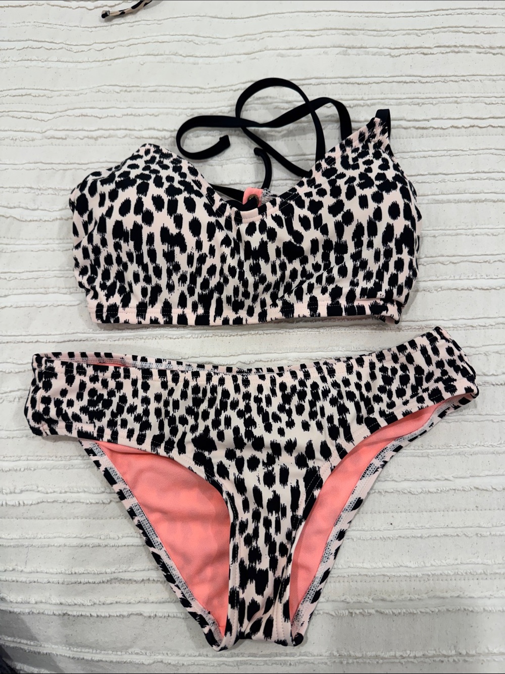 Xhilaration Pink and Black Leopard Print Bikini Set